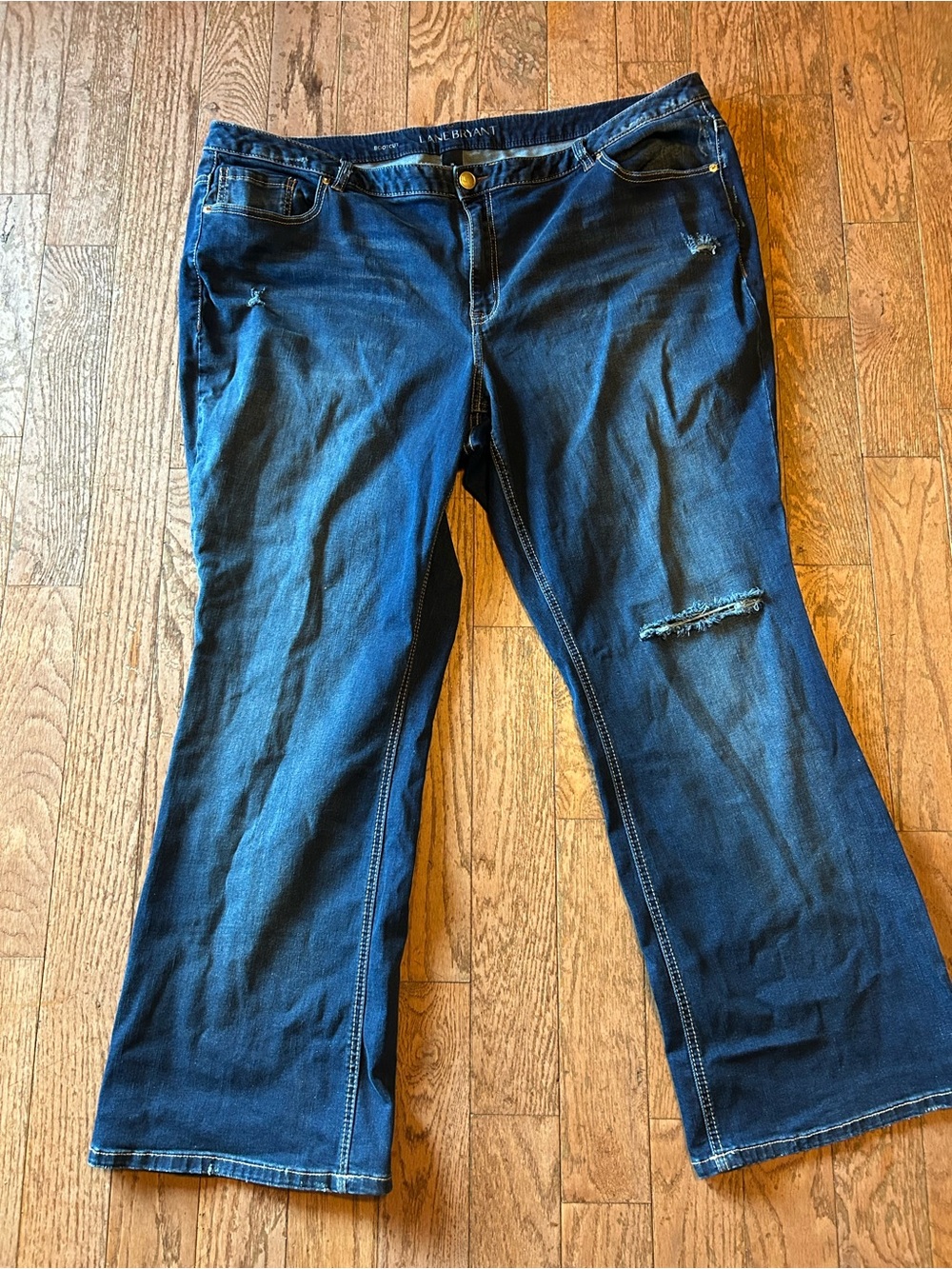 Lane Bryant Blue Flare Jeans with Light Distressing